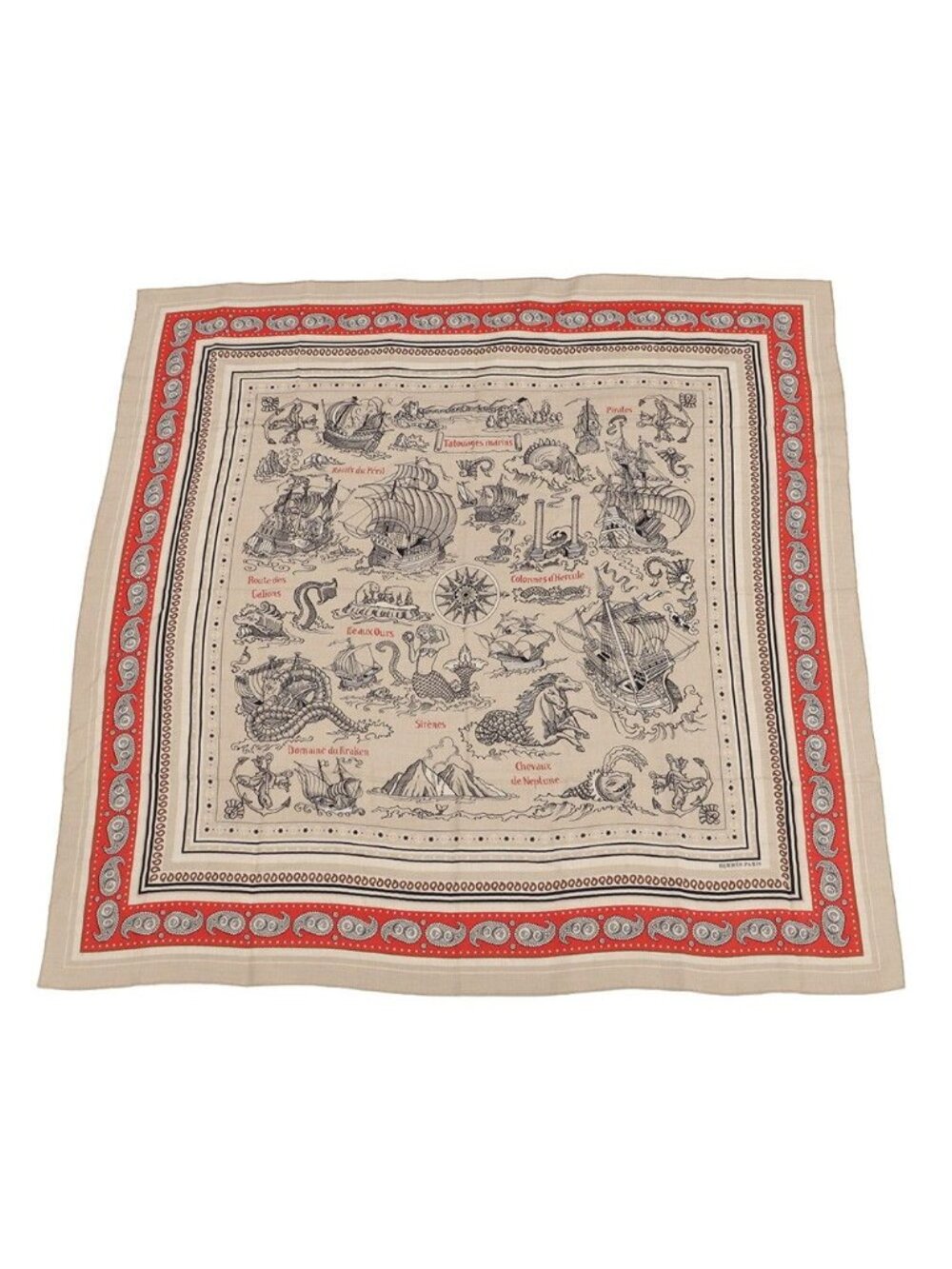 Hermes Shawl Carre 140 Geant Sailor Tattoo Bandana Tatouages Marins Cashmere